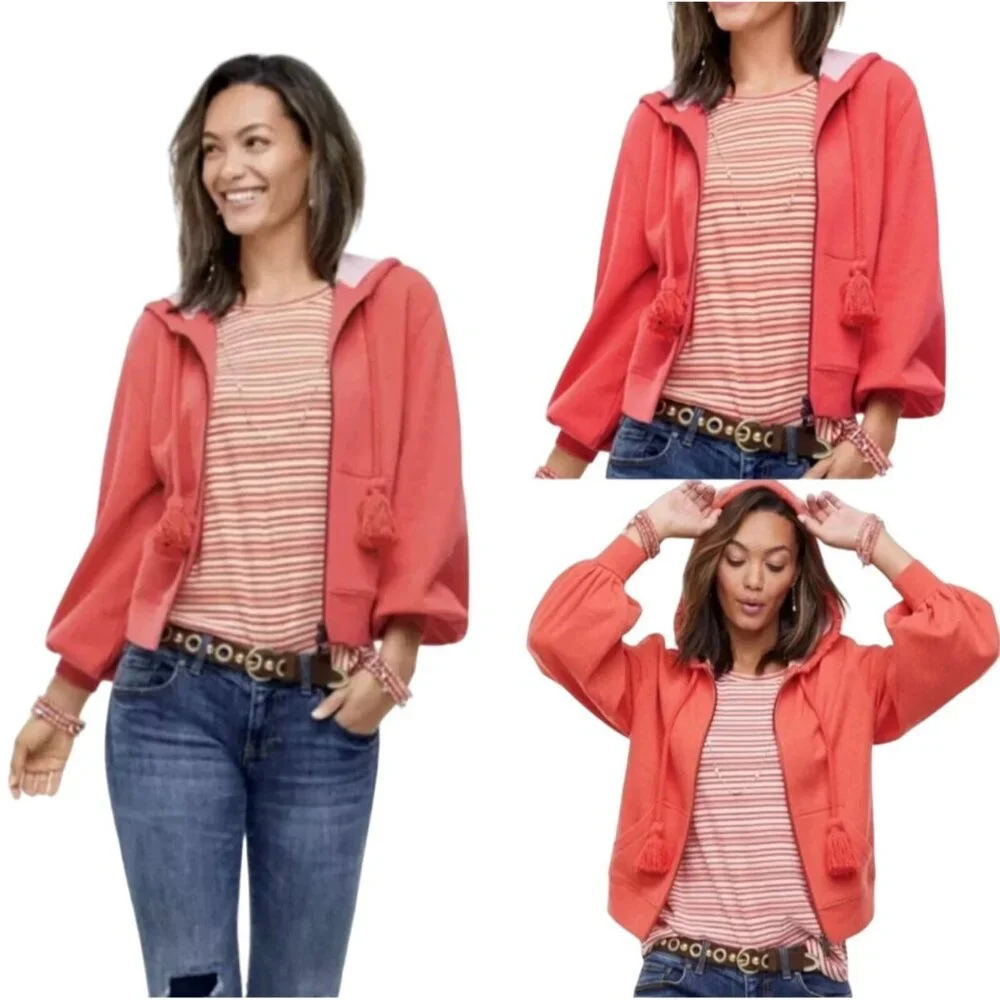 Cabi Tangerine Deluxe Full Zip Hoodie W's Small Balloon Sleeve Tassel 5657 - Picture 3 of 12